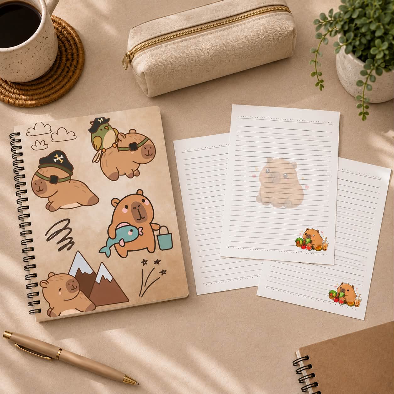 Capybara notebook & Subject Stickers