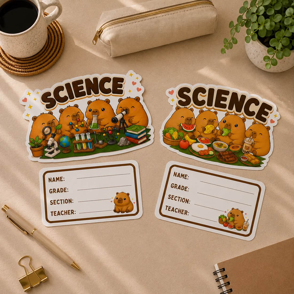Capybara notebook & Subject Stickers