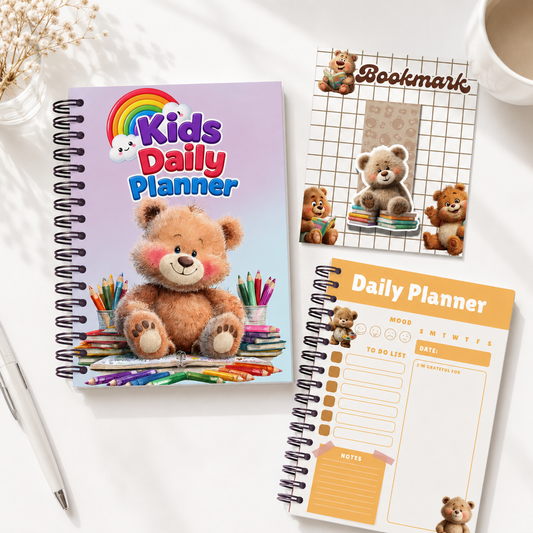 Kids Daily Planner with bookmark (Bear Edition)