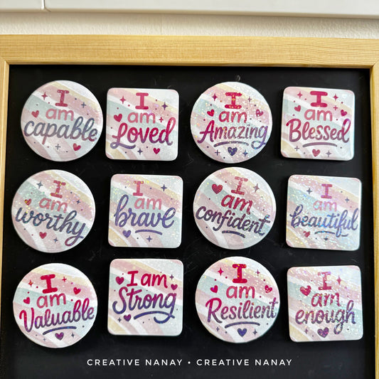 Affirmation Square & Circle Badge