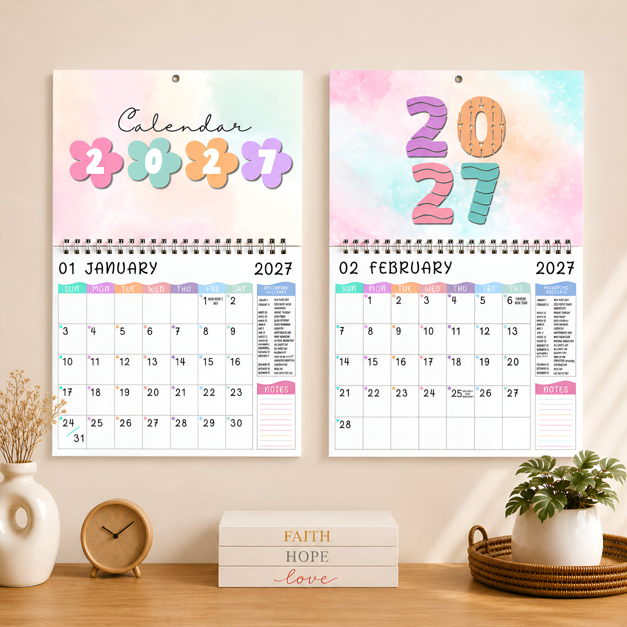 2027 Wall/Desk Calendar (with FREE pocket planner)