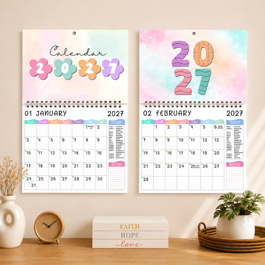2027 Wall/Desk Calendar (with FREE pocket planner)