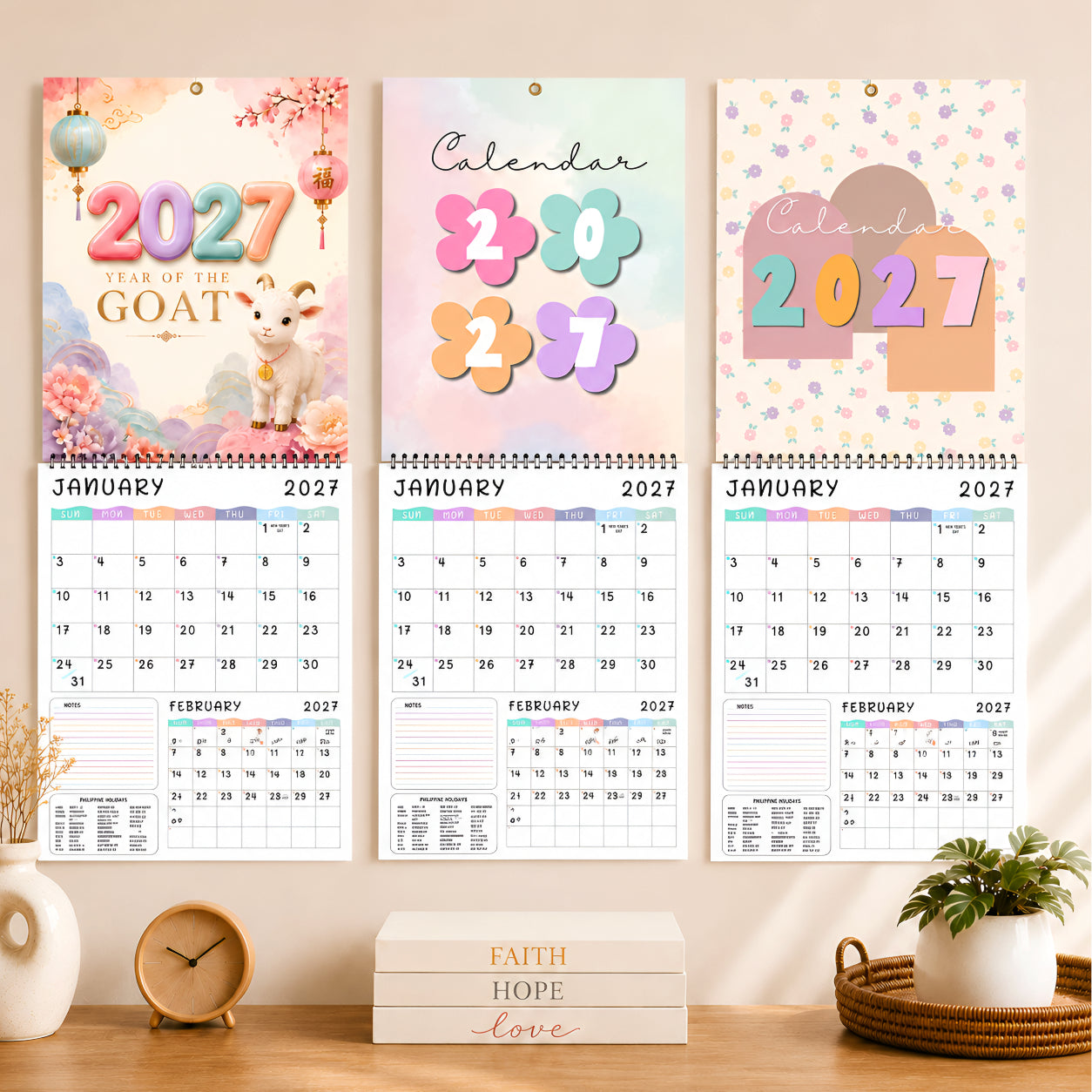 2027 Wall/Desk Calendar (with FREE pocket planner)