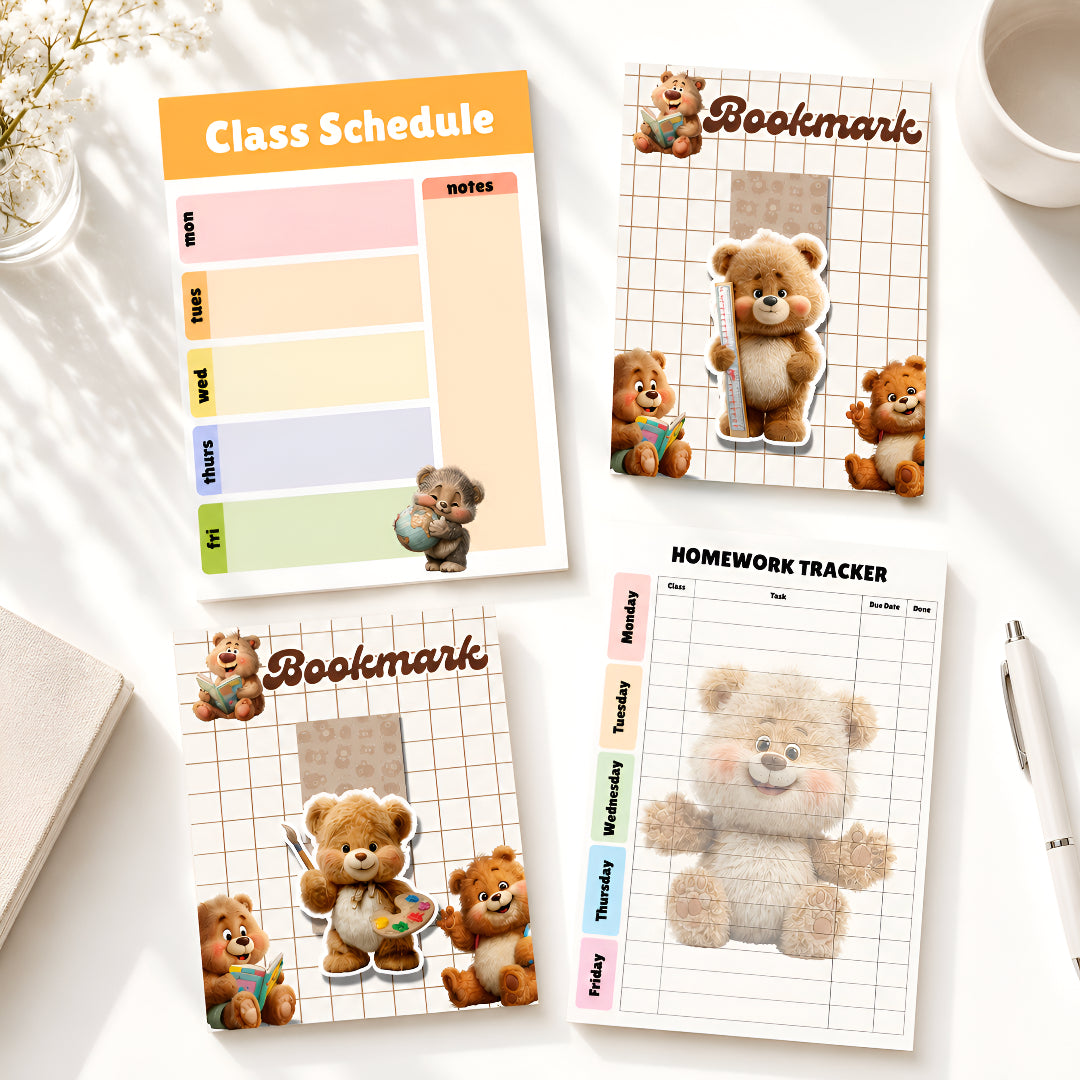 Kids Daily Planner with bookmark (Bear Edition)